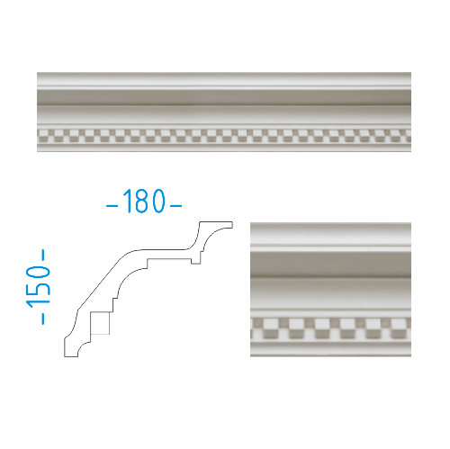 Sádrový rohový dekorační profil 15x18cm / L=152cm