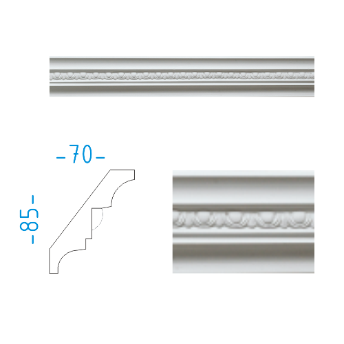 Sádrový rohový dekorační profil  8,5x7cm  / L=152cm